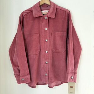 LEVI'S Size XS Cotton Corduroy Shirt Jacket Relaxed Oversized Fit Pink Shacket